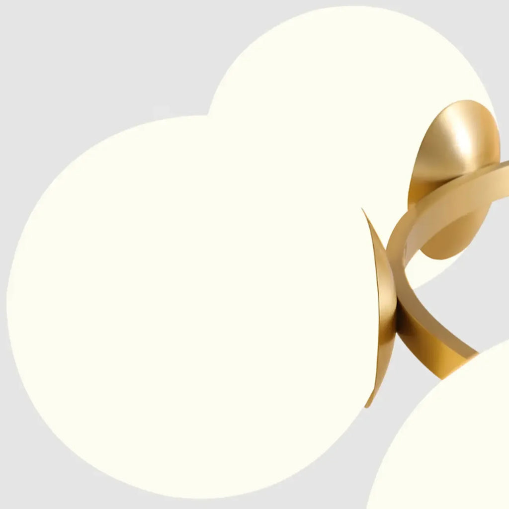 Plafonnier semi-encastré moderne en verre et globe doré à boucle