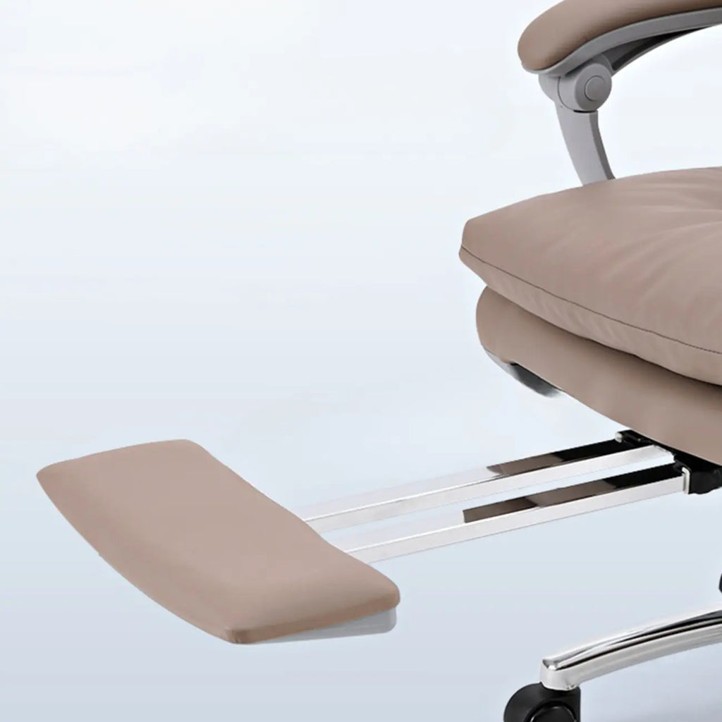 Fauteuil de bureau pivotant réglable en cuir marron rembourré