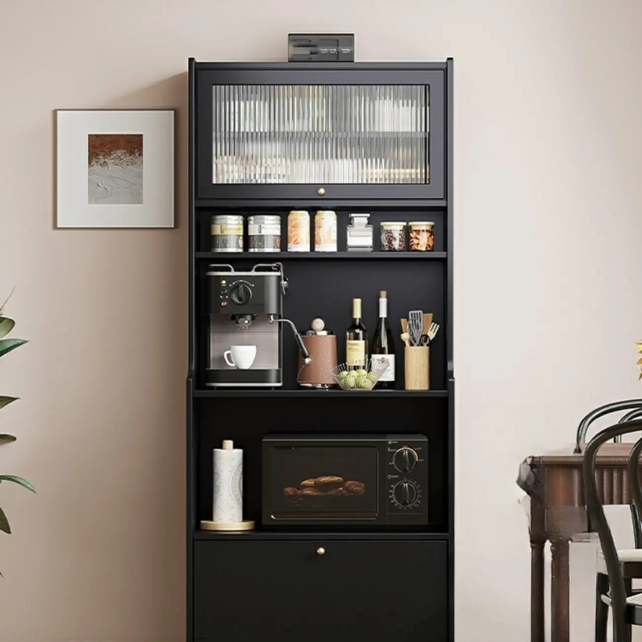 Armoire de rangement multifonctionnelle moderne en bois noir mat