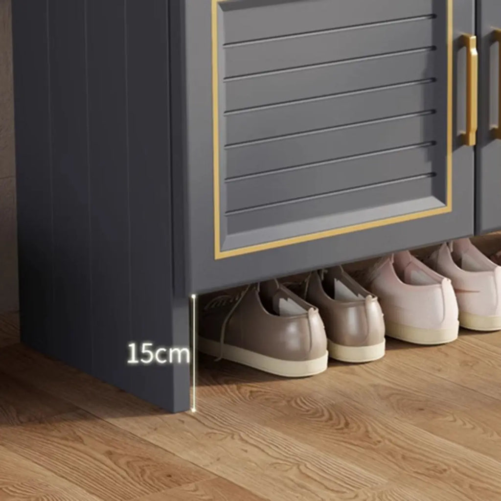 Banc de rangement à chaussures en métal gris rustique pour entrée