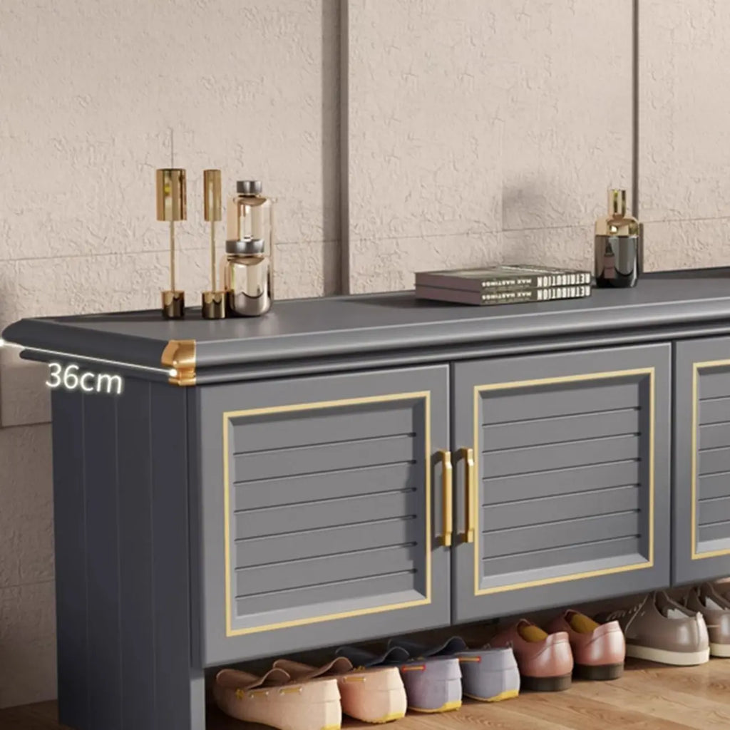 Banc de rangement à chaussures en métal gris rustique pour entrée