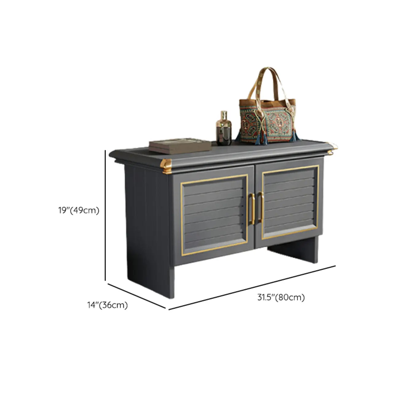 Banc de rangement à chaussures en métal gris rustique pour entrée