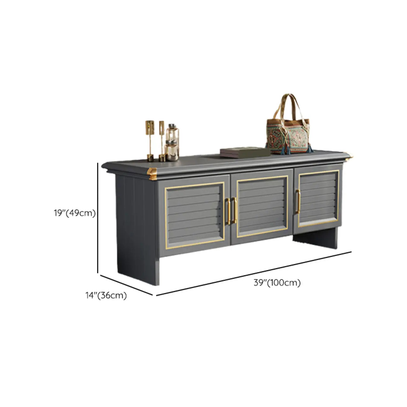 Banc de rangement à chaussures en métal gris rustique pour entrée