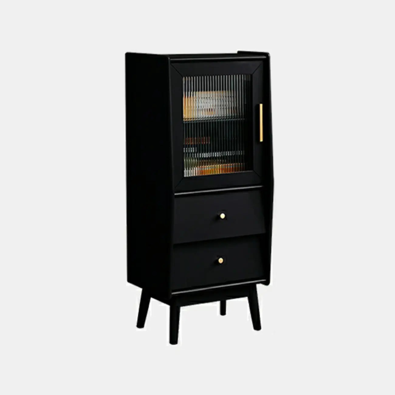 Armoire de rangement moderne en pin gris et verre pour salon