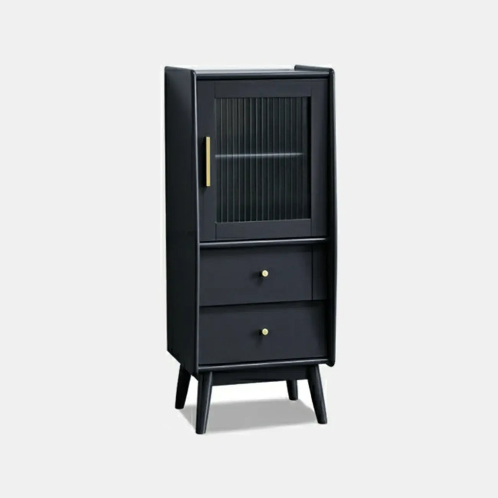 Armoire de rangement moderne en pin gris et verre pour salon