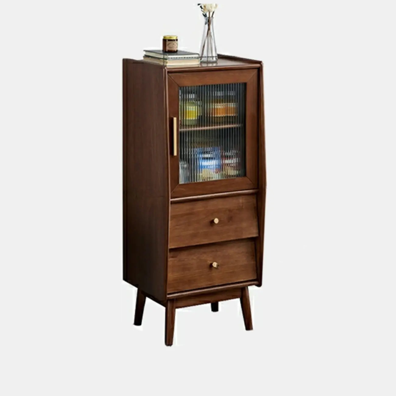 Armoire de rangement moderne en pin gris et verre pour salon