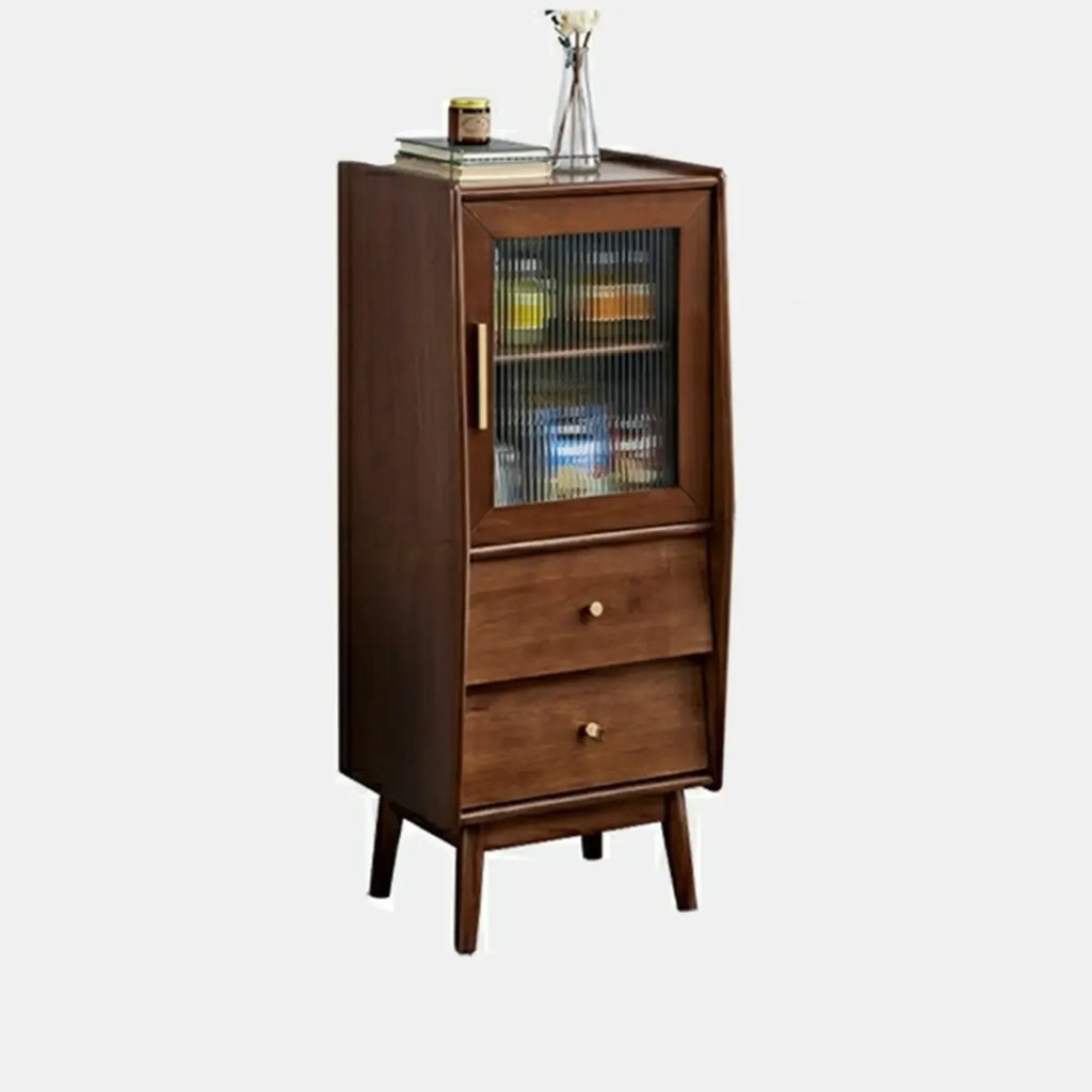 Armoire de rangement moderne en pin gris et verre pour salon