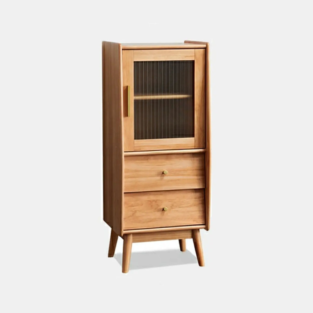 Armoire de rangement moderne en pin gris et verre pour salon