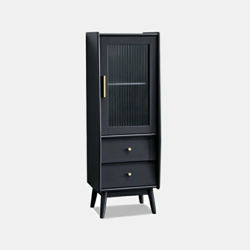 Armoire de rangement moderne en pin gris et verre pour salon