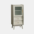 Armoire de rangement moderne en pin gris et verre pour salon
