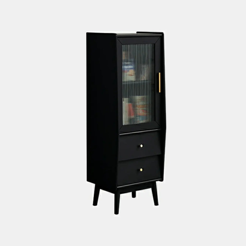Armoire de rangement moderne en pin gris et verre pour salon