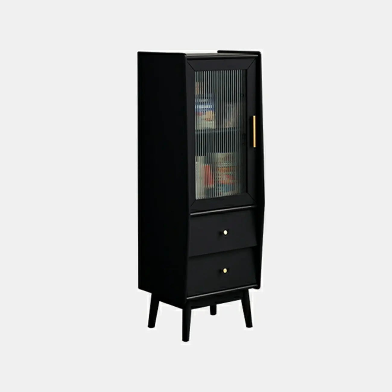 Armoire de rangement moderne en pin gris et verre pour salon