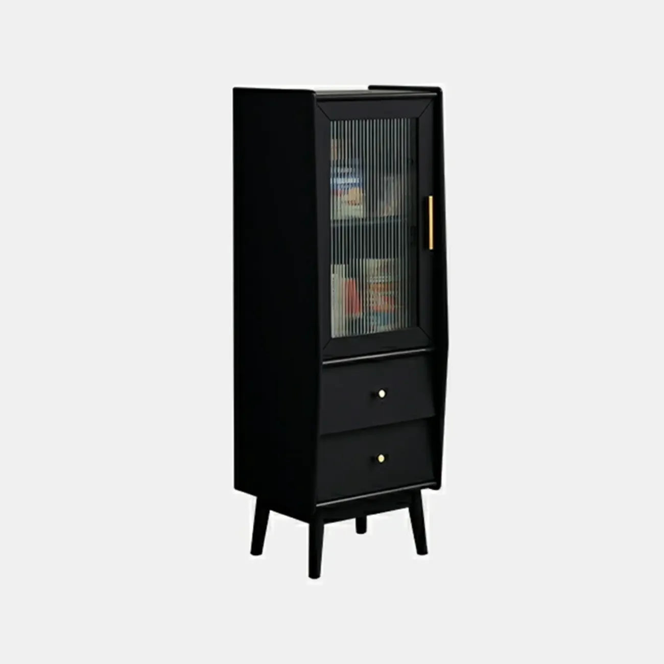 Armoire de rangement moderne en pin gris et verre pour salon