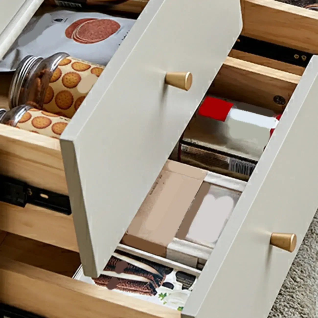 Armoire de rangement moderne en pin gris et verre pour salon