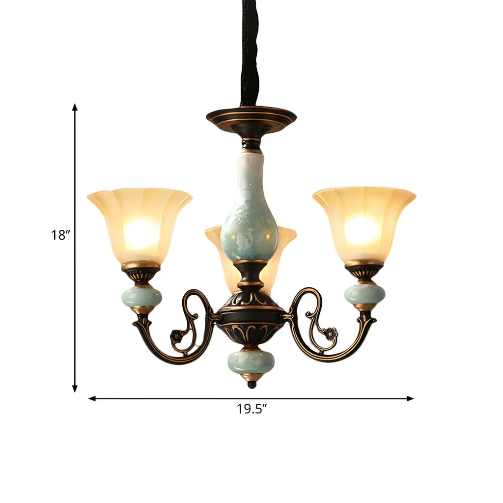 Lustre en forme de cloche en céramique vert rouille pour salle à manger vintage