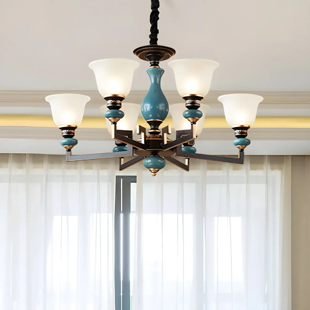 Lustre géométrique en verre et céramique noire