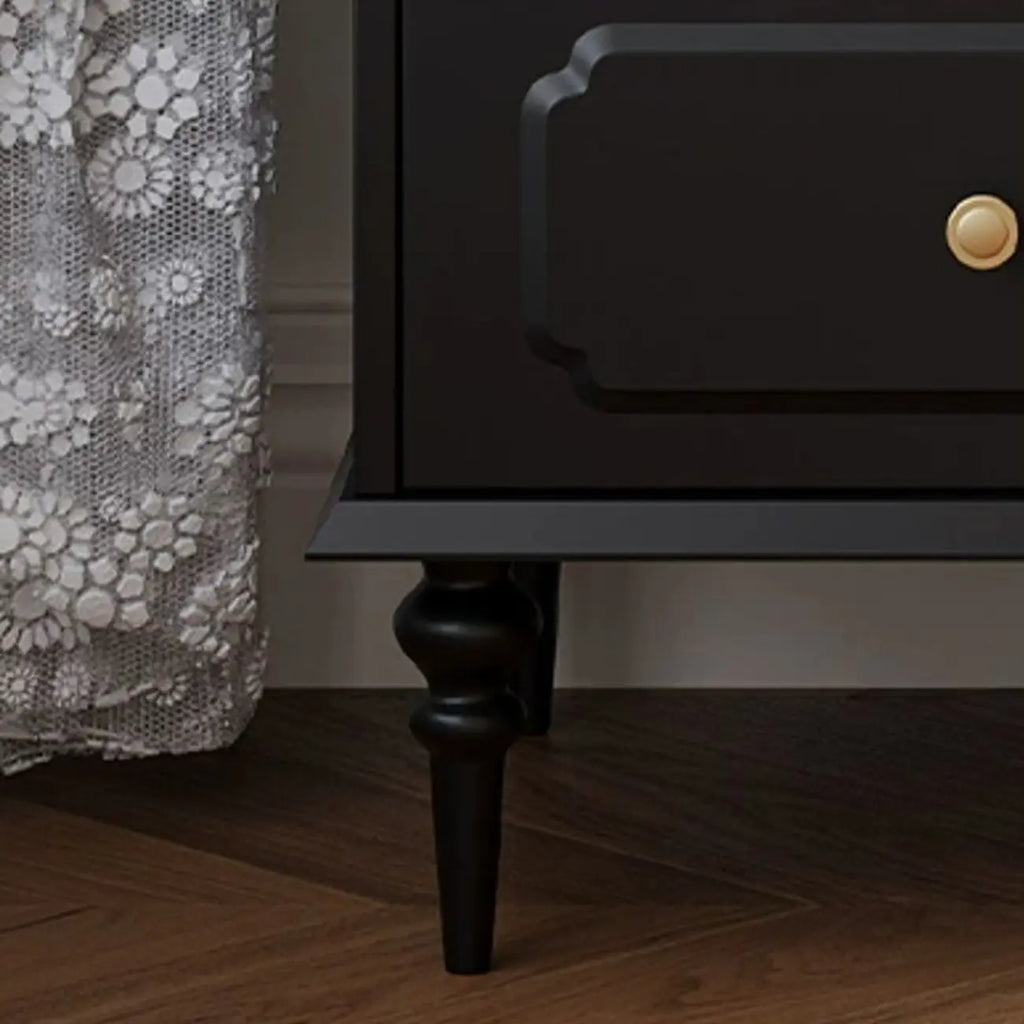 Armoire de rangement classique en bois noir côtelé et verre nervuré