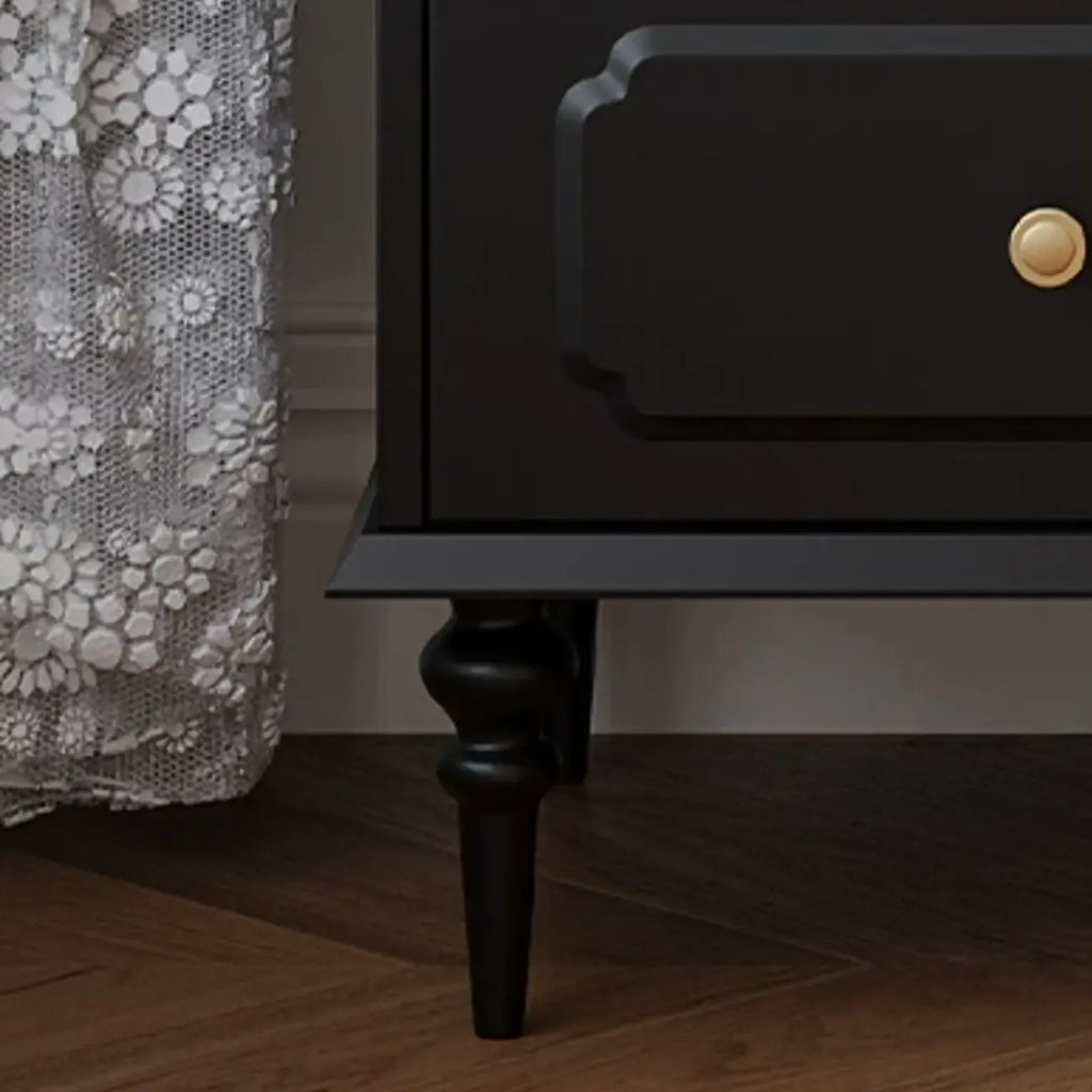 Armoire de rangement classique en bois noir côtelé et verre nervuré