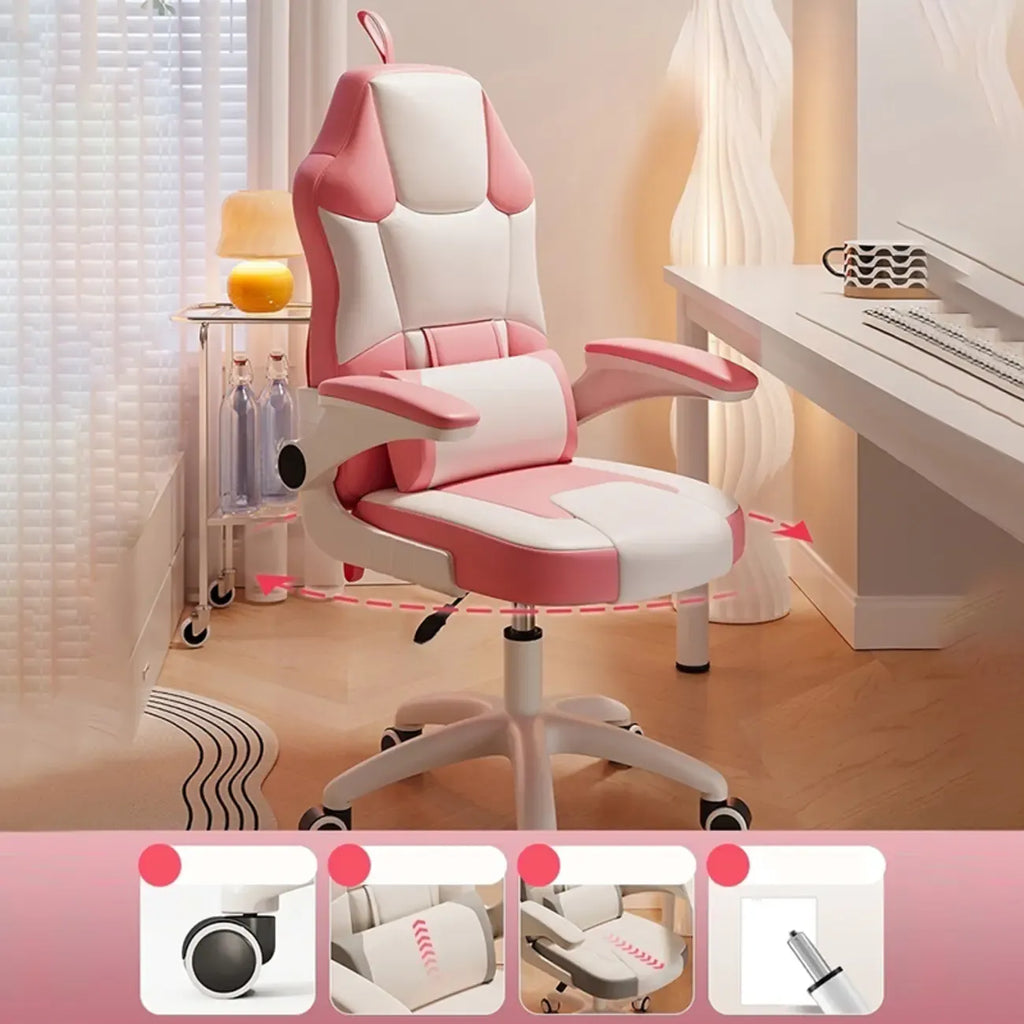 Fauteuil de bureau pivotant réglable en cuir gris et blanc moderne