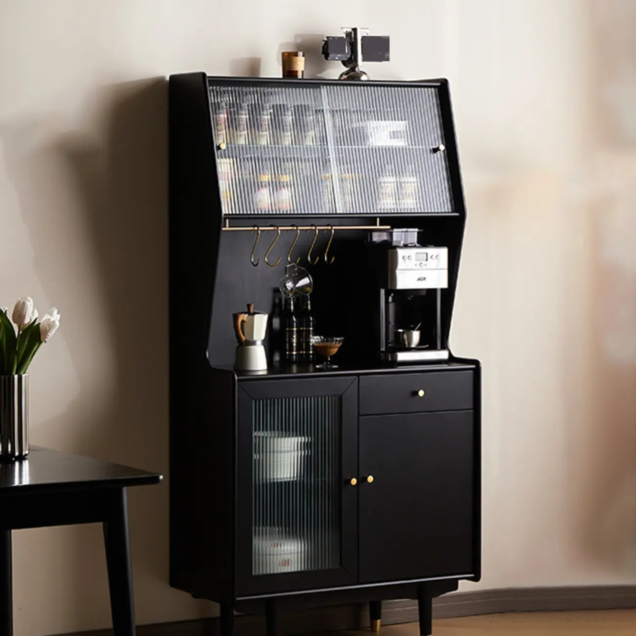Meuble de cuisine polyvalent en bois espresso moderne
