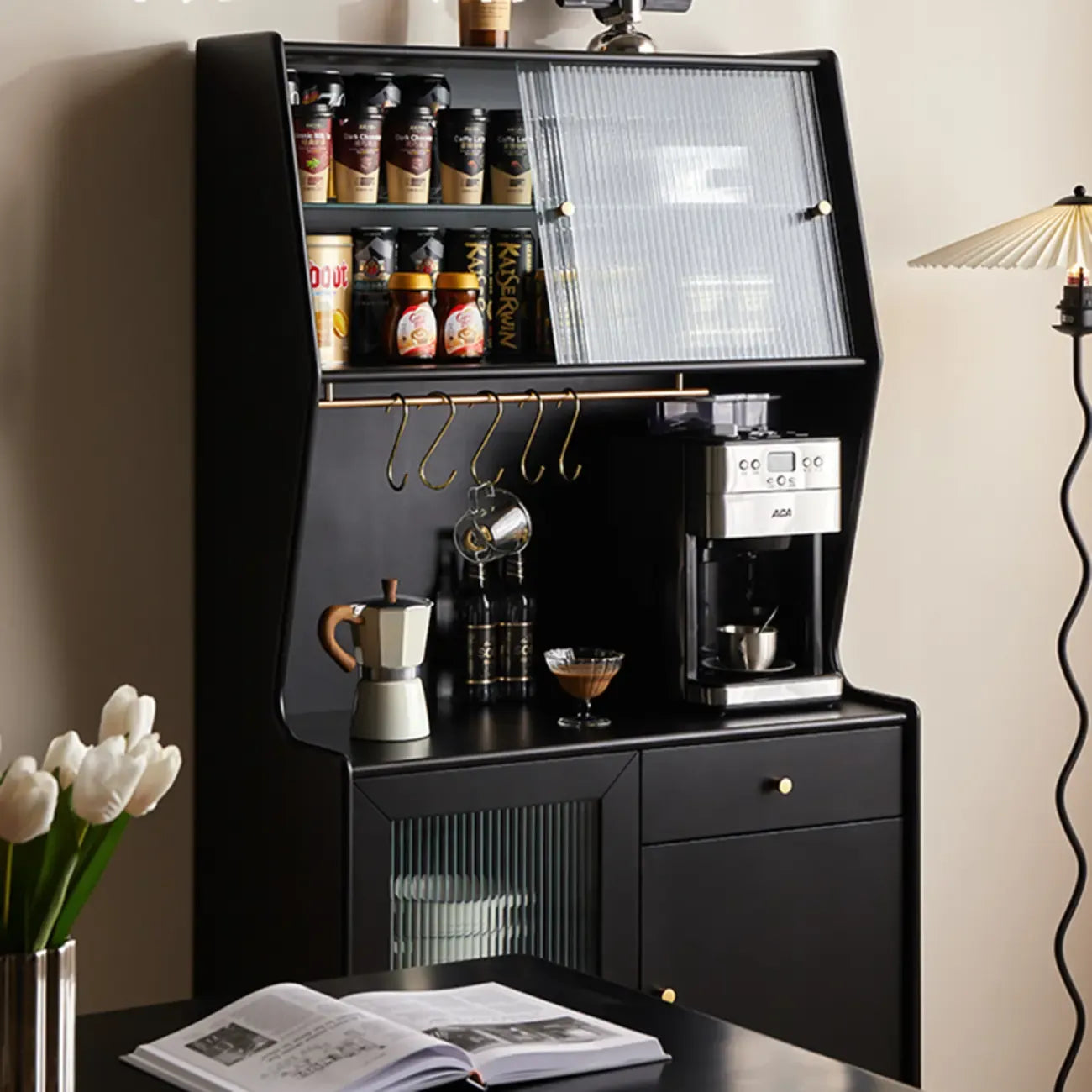 Meuble de cuisine polyvalent en bois espresso moderne