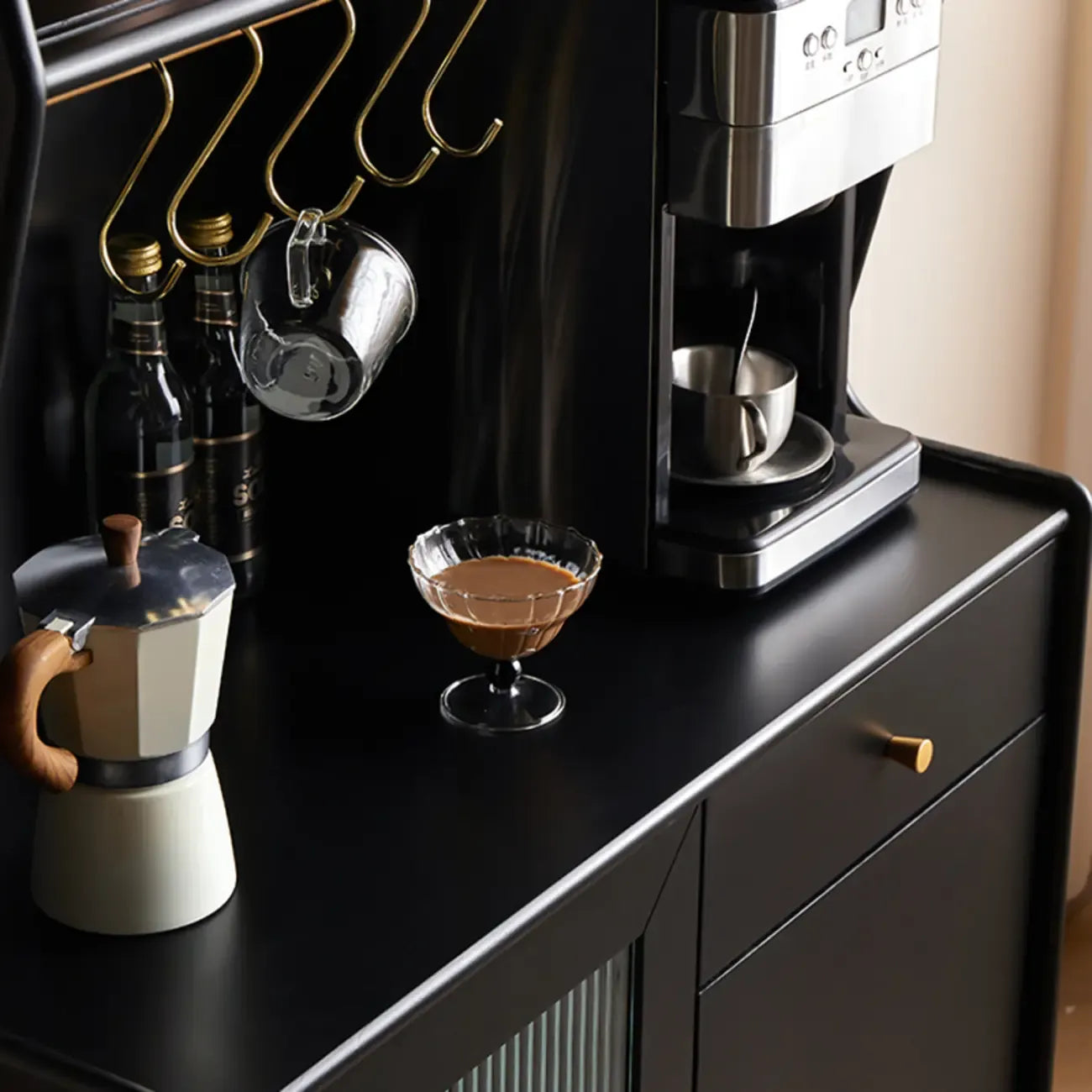 Meuble de cuisine polyvalent en bois espresso moderne