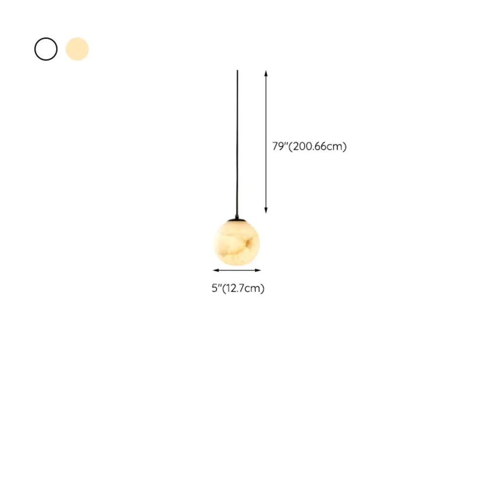 Suspension moderne en forme de globe de pierre et métal noir