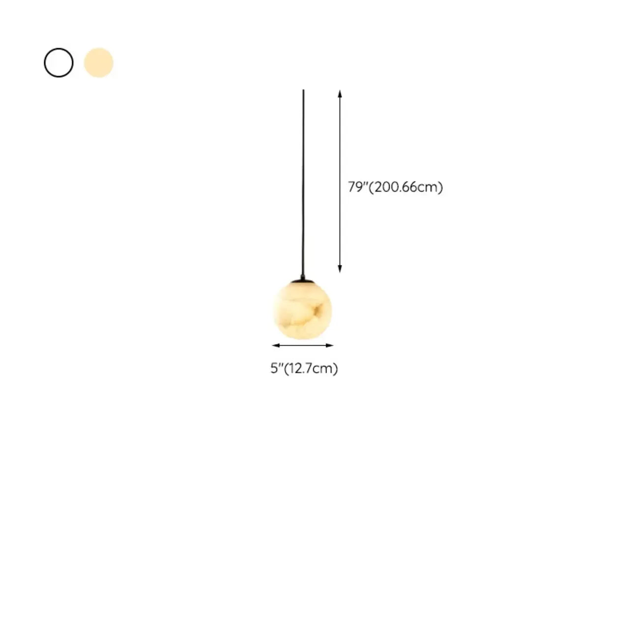 Suspension moderne en forme de globe de pierre et métal noir