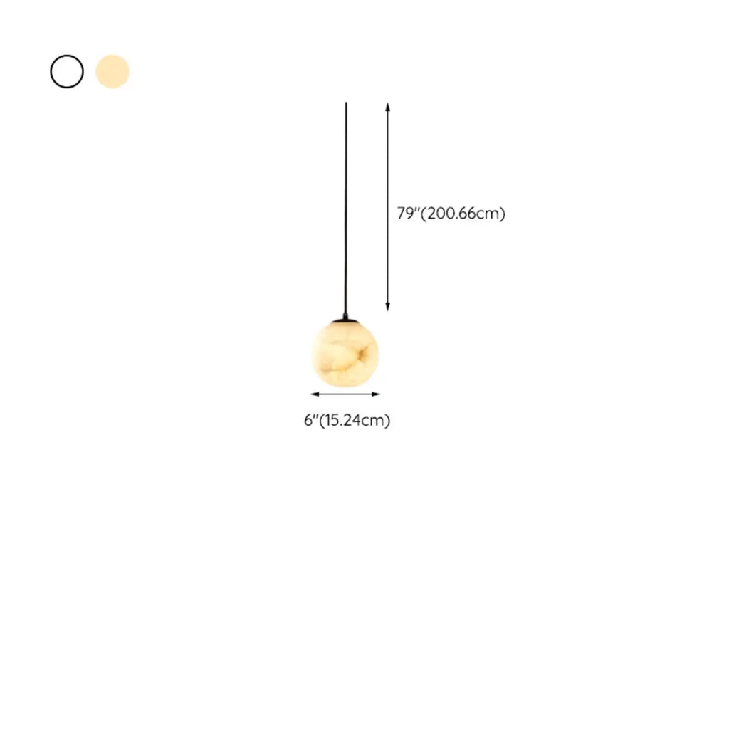 Suspension moderne en forme de globe de pierre et métal noir