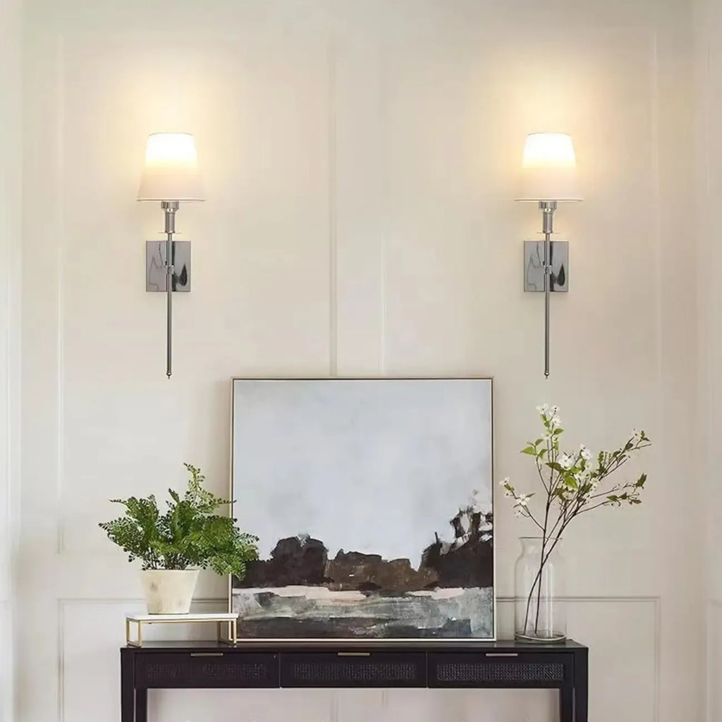 Applique murale moderne en métal avec abat-jour en tissu
