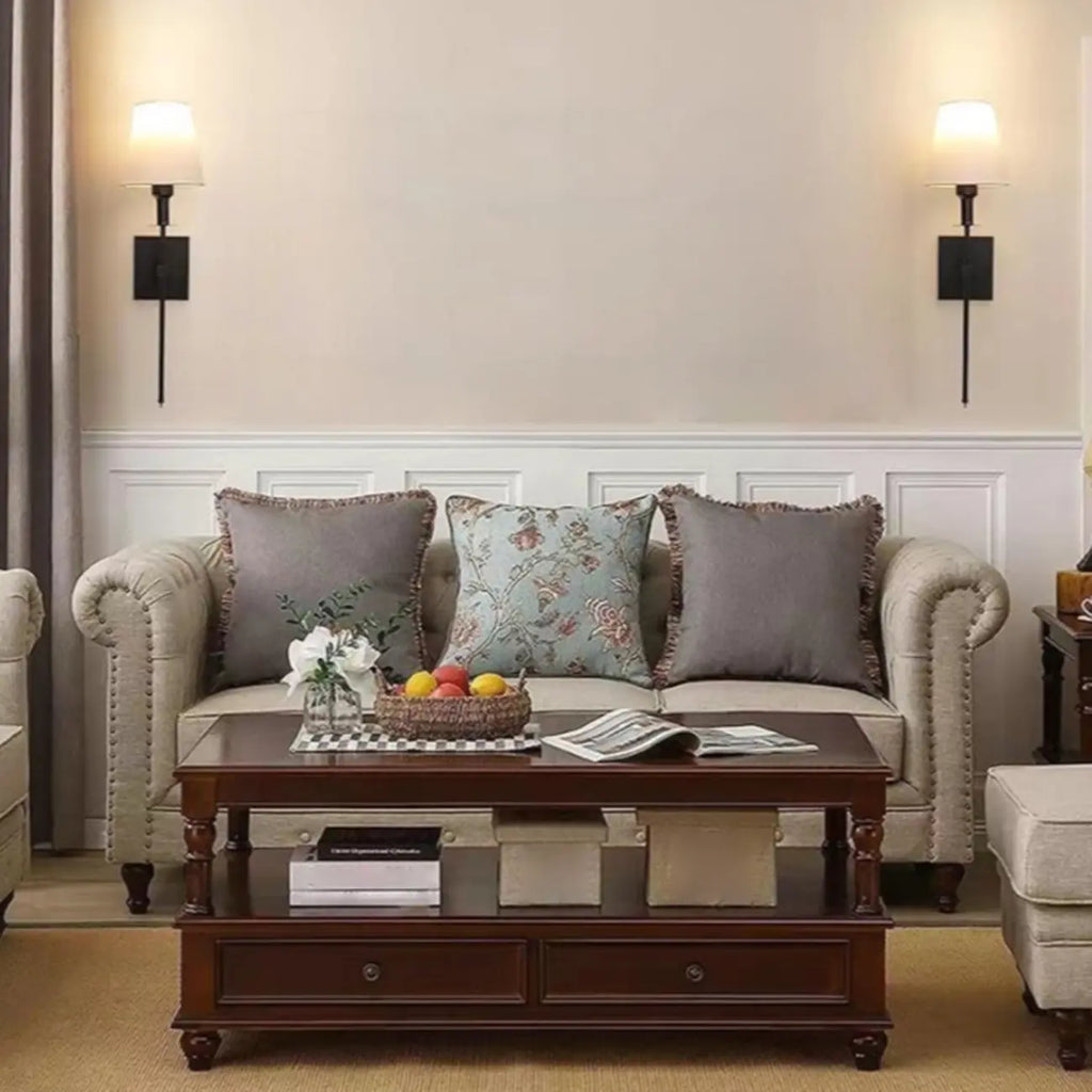 Applique murale moderne en métal avec abat-jour en tissu