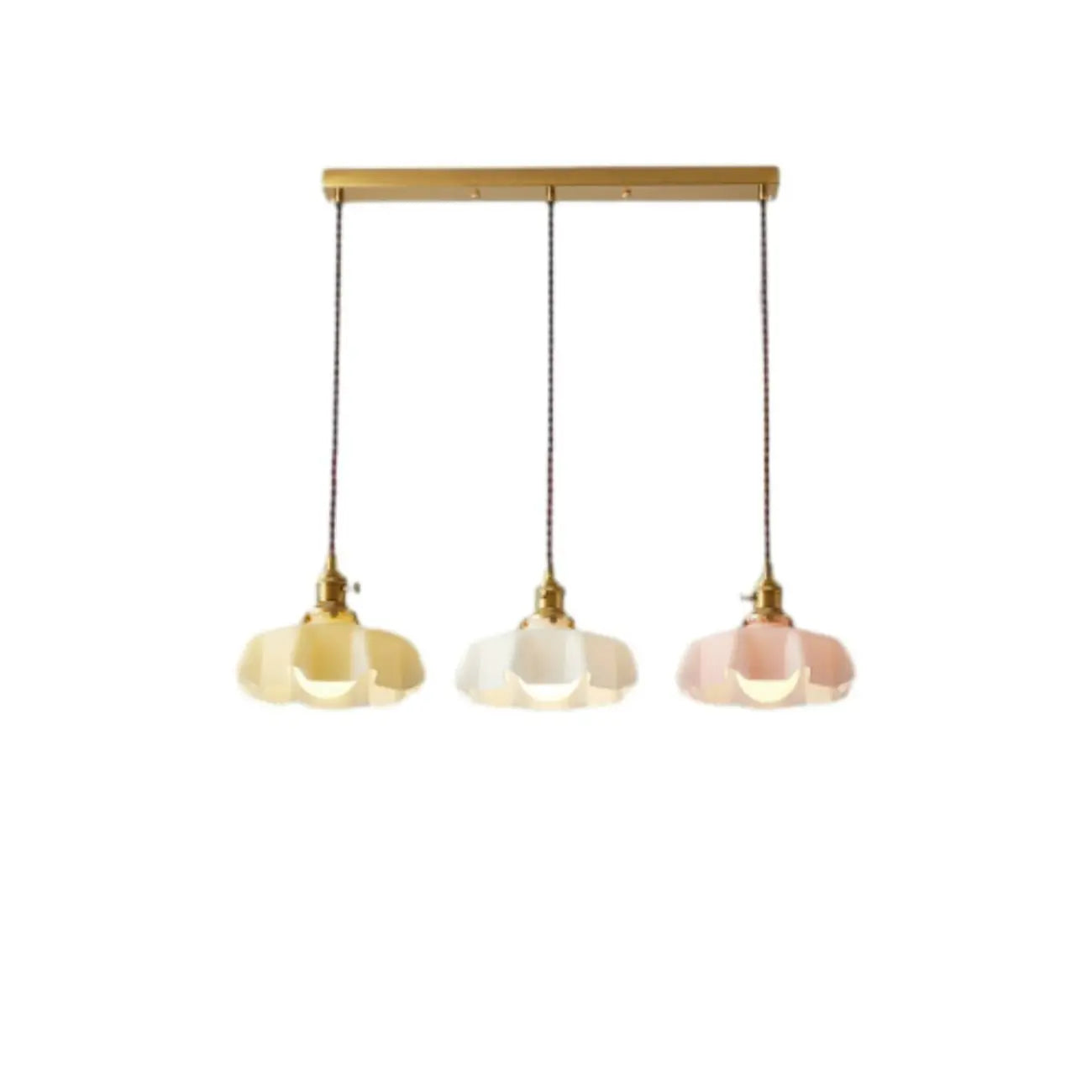 Suspensions en verre coloré à 3 lumières pour îlot de cuisine