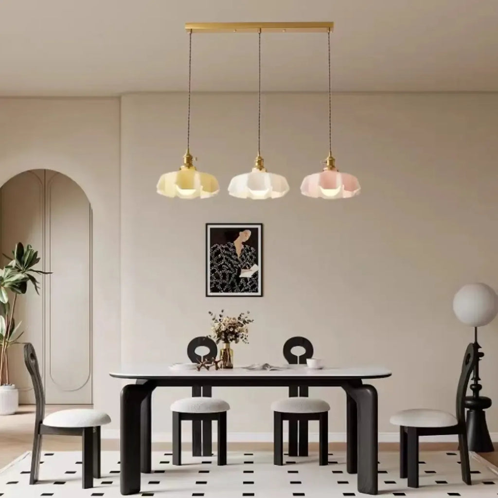 Suspensions en verre coloré à 3 lumières pour îlot de cuisine