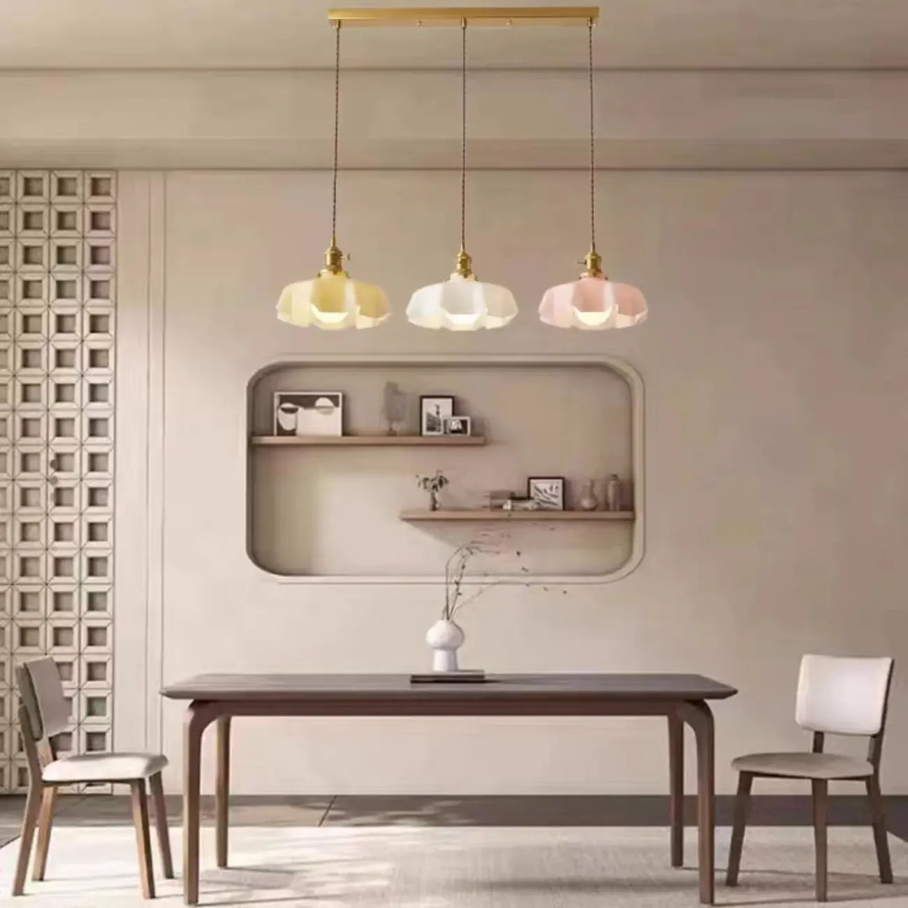 Suspensions en verre coloré à 3 lumières pour îlot de cuisine