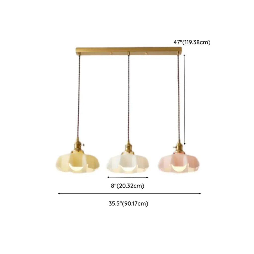 Suspensions en verre coloré à 3 lumières pour îlot de cuisine