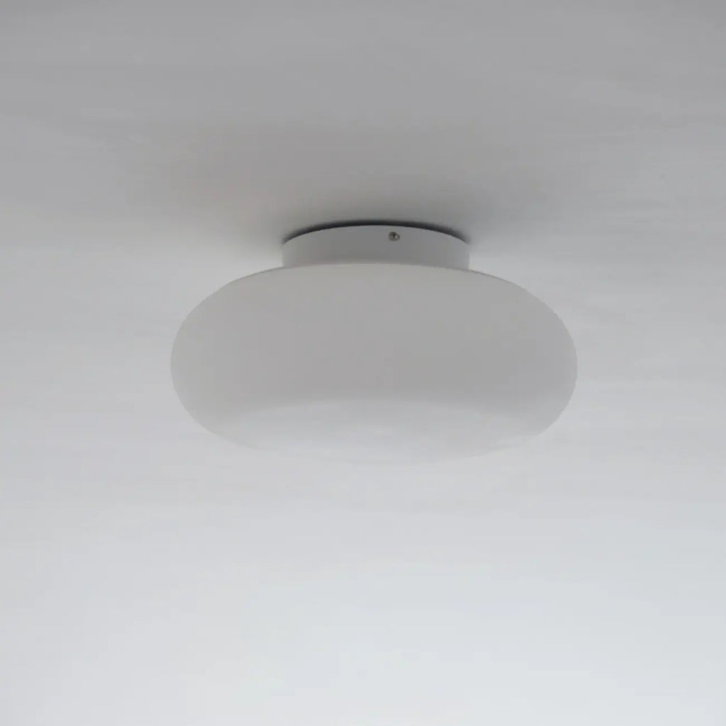 Plafonnier semi-encastré minimaliste en verre tambour à LED dimmable