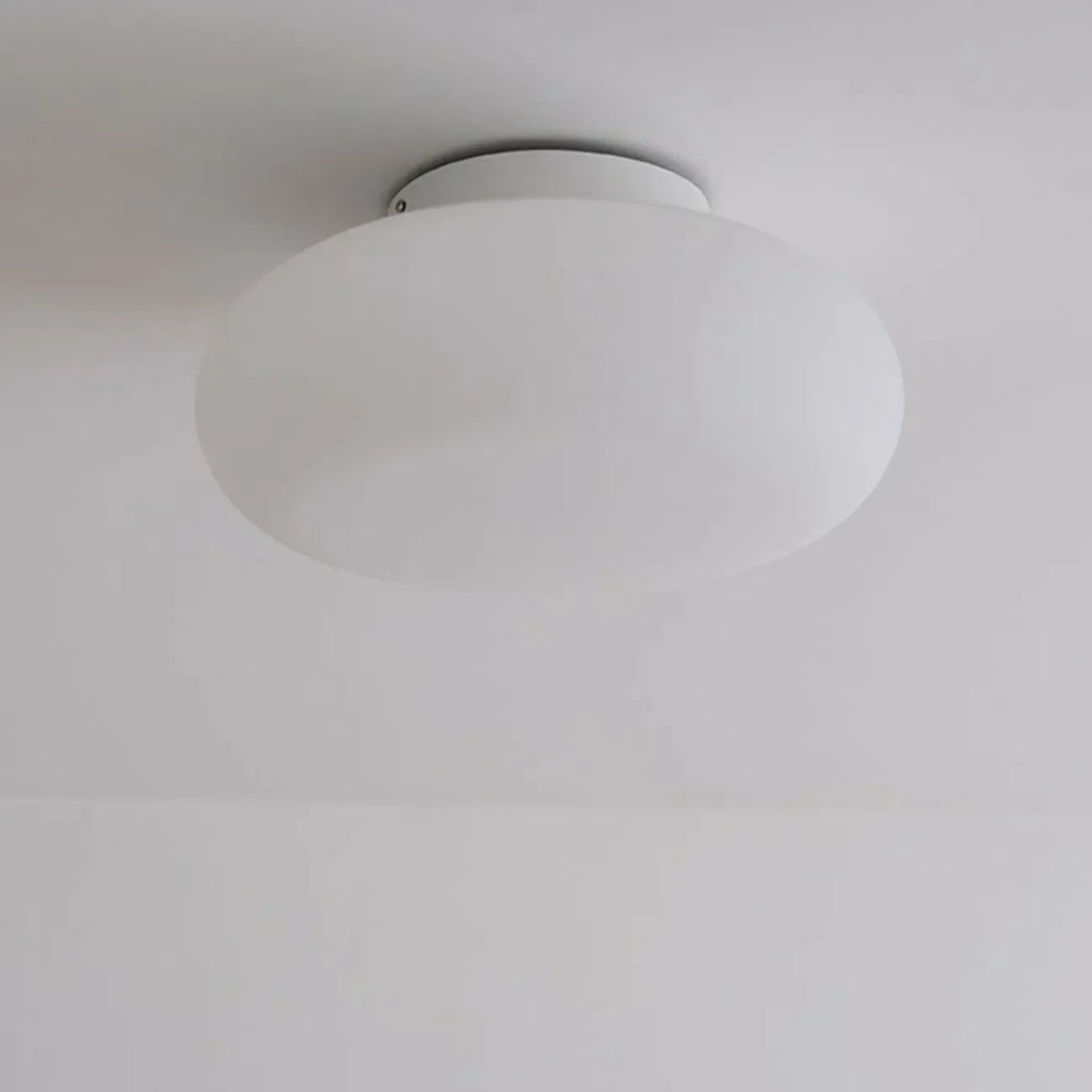 Plafonnier semi-encastré minimaliste en verre tambour à LED dimmable