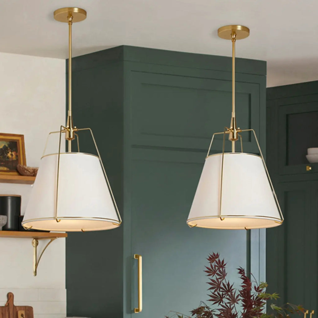 Suspension moderne en métal et tissu blanc pour salle à manger