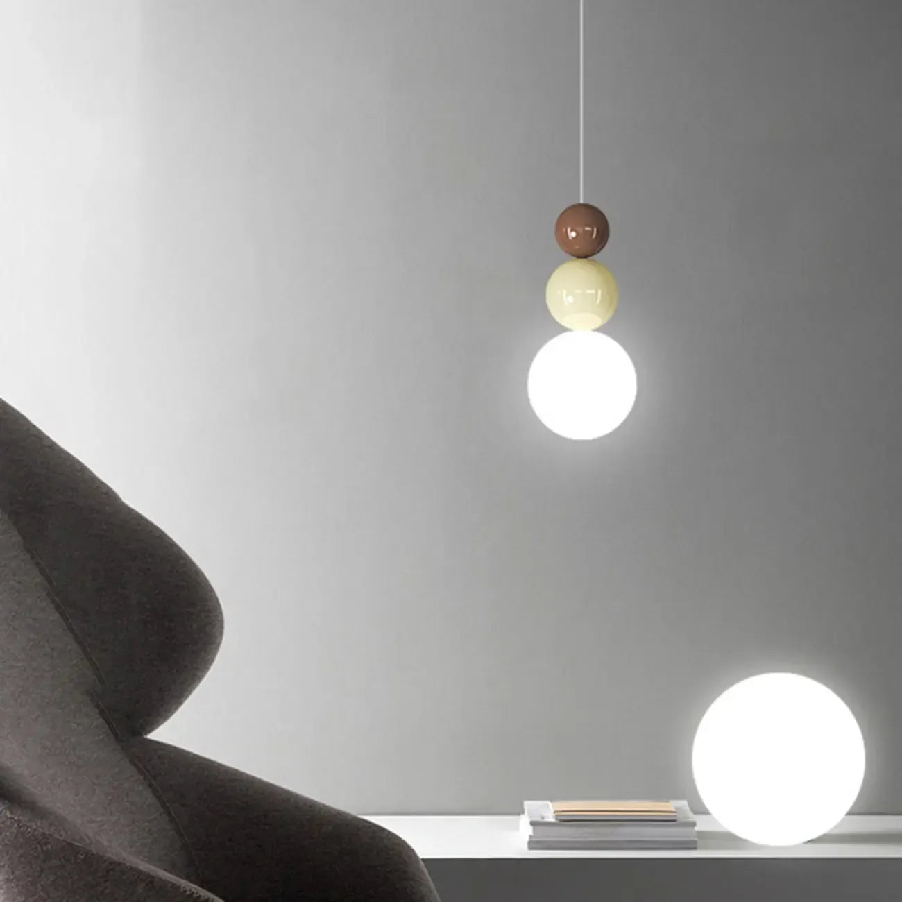 Suspension globe contemporaine avec cordons réglables pour salle à manger