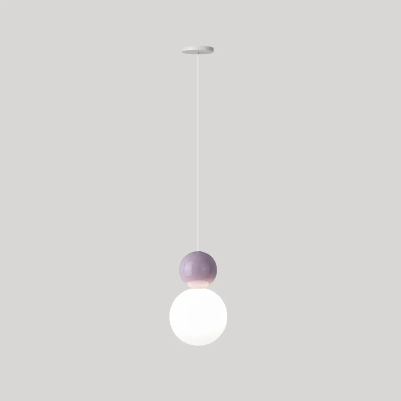 Suspension moderne en métal blanc et plastique avec globe lumineux