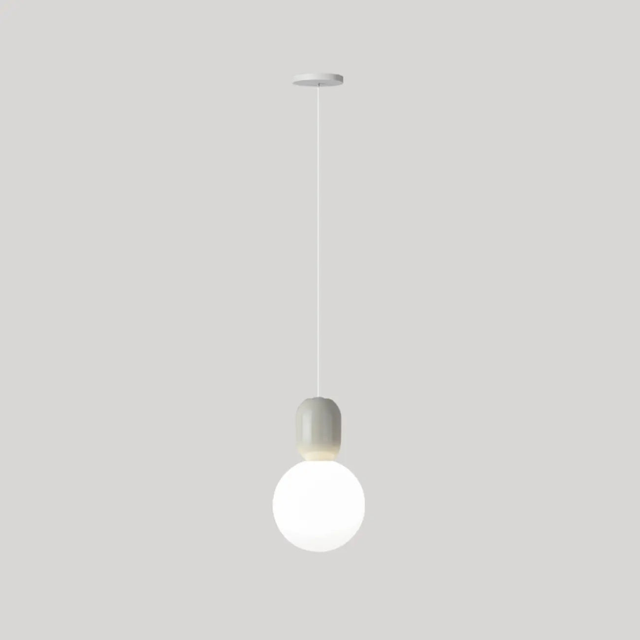 Suspension moderne en métal blanc et plastique avec globe lumineux