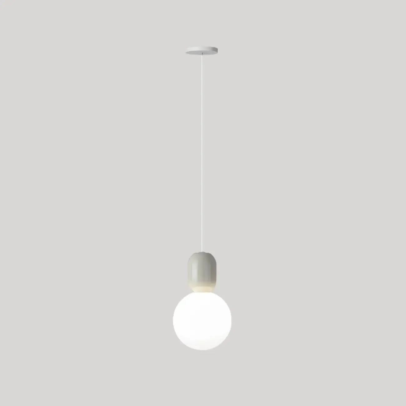 Suspension moderne en métal blanc et plastique avec globe lumineux
