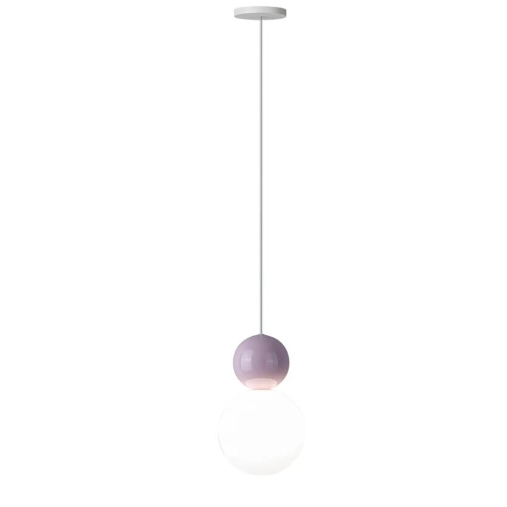 Suspension moderne en métal blanc et plastique avec globe lumineux