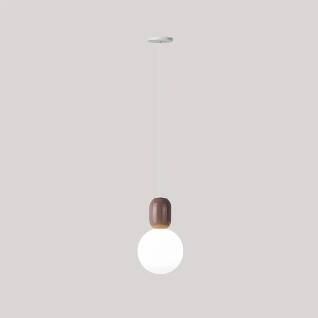 Suspension moderne en métal blanc et plastique avec globe lumineux