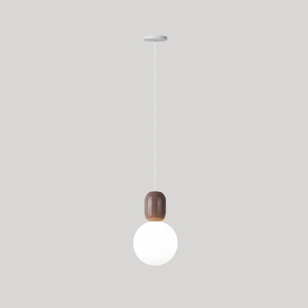 Suspension moderne en métal blanc et plastique avec globe lumineux