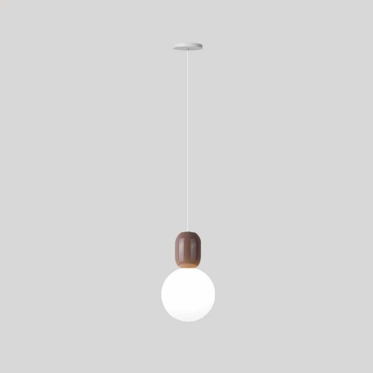 Suspension moderne en métal blanc et plastique avec globe lumineux