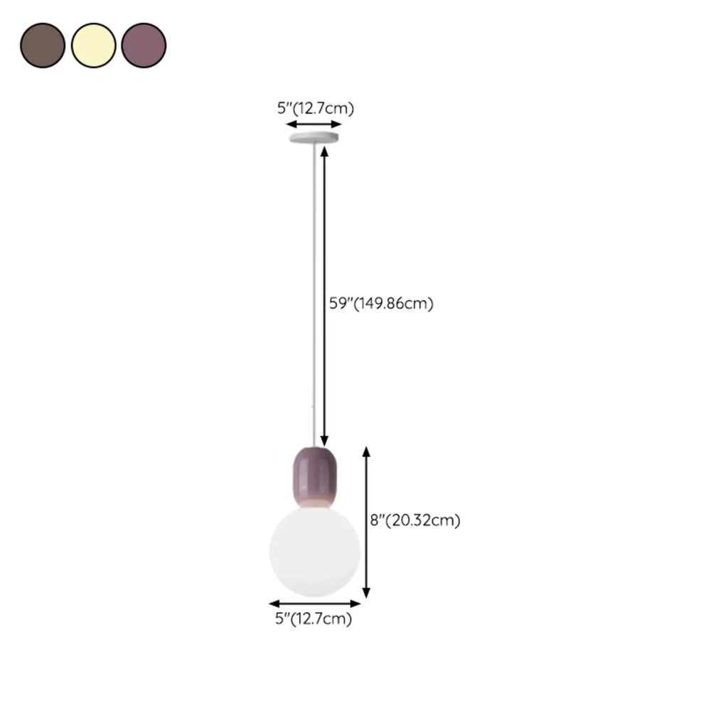 Suspension moderne en métal blanc et plastique avec globe lumineux