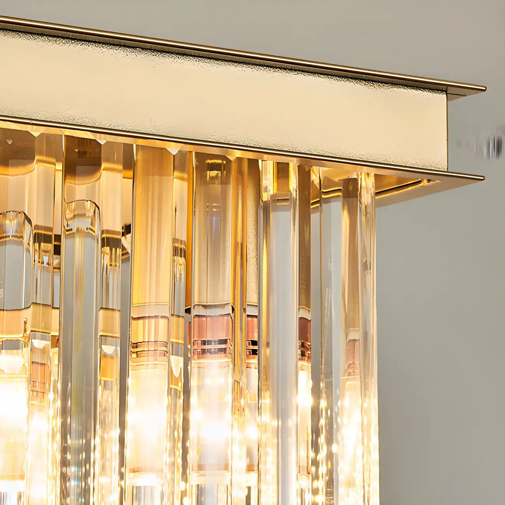 Suspension moderne rectangulaire en cristal réglable pour îlot de cuisine