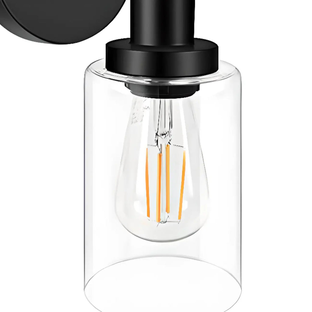 Applique murale cylindrique noire industrielle à 3 lumières pour salle de bain