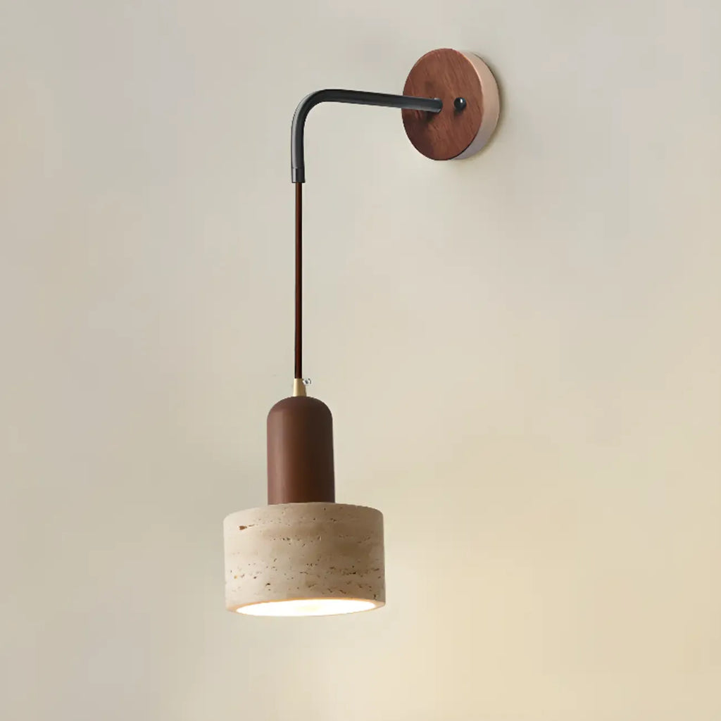 Applique murale marron rustique avec abat-jour en pierre frittée beige